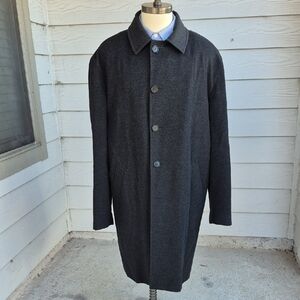 BROOKS BROTHERS Grey Loro Piana Storm System Mens 44 L Full Button 3/4 Coat‎